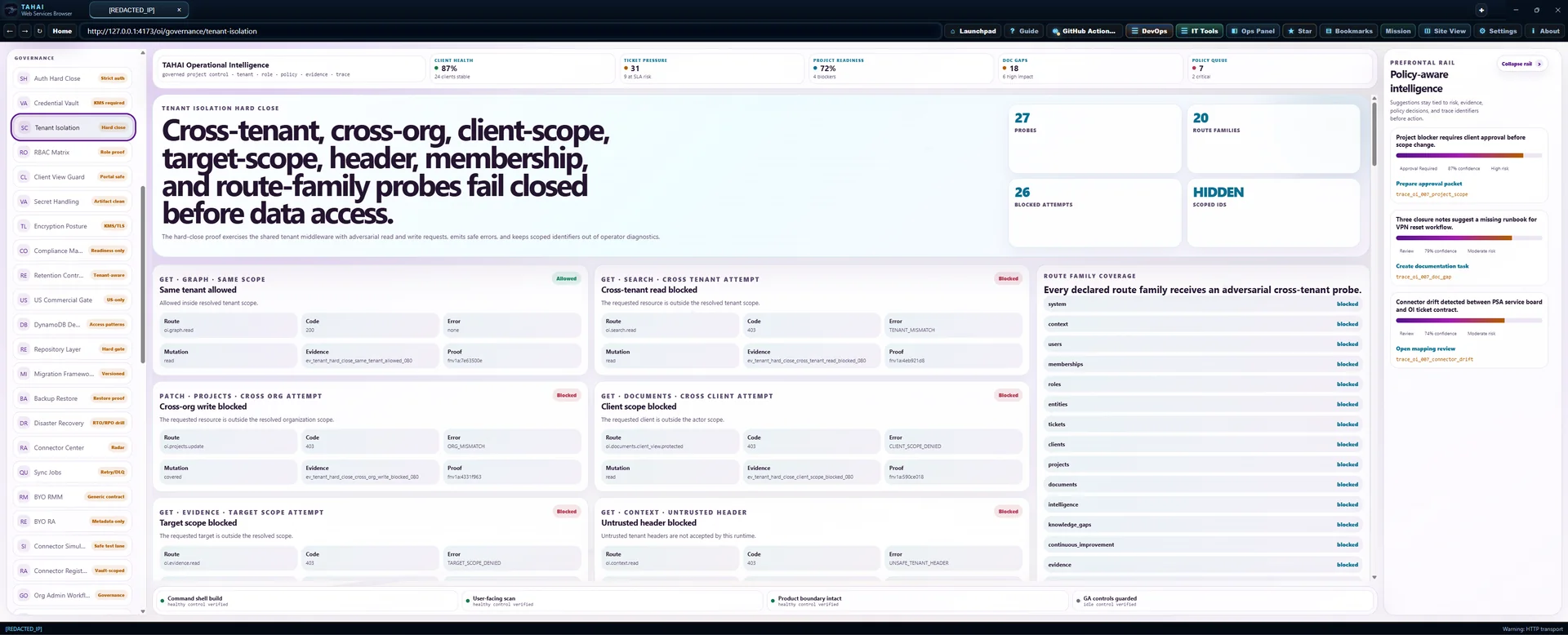 Tenant Isolation Operational Intelligence screen